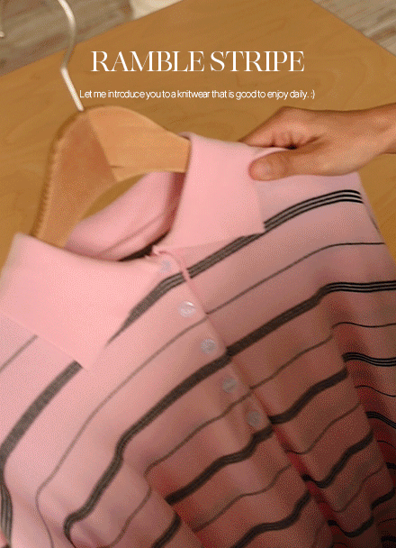 [Special Sale] 램블 Stripe Collar Knitwear Korea