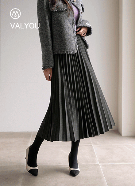 [valyou] Wool Pleats Skirt Korea