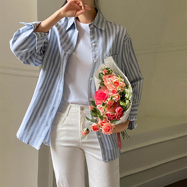[valyou] Int Stripe Loose Shirt