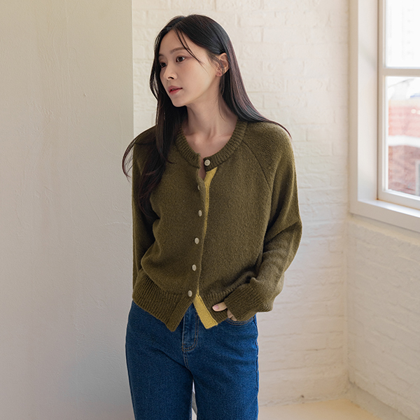 Mohair color matching cardigan
