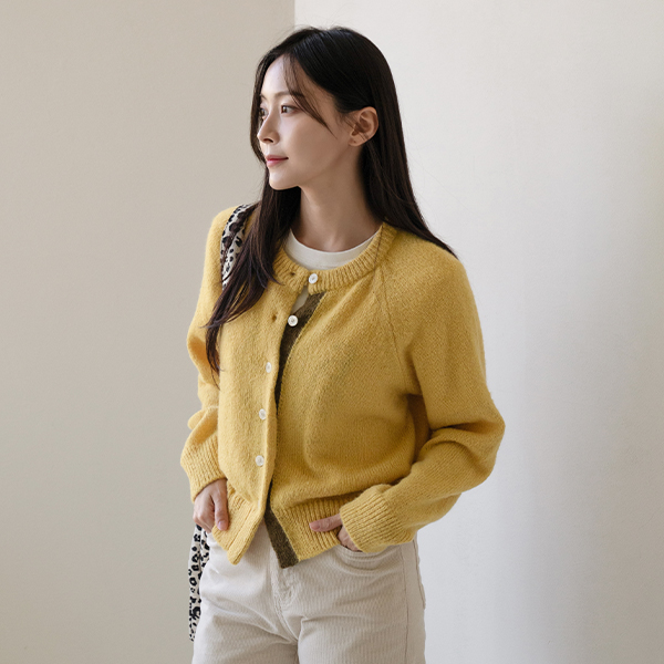 Mohair color matching cardigan