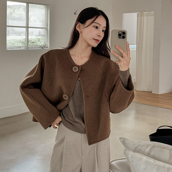 [valyou] Wool Cashmere Handmade No collar Jacket