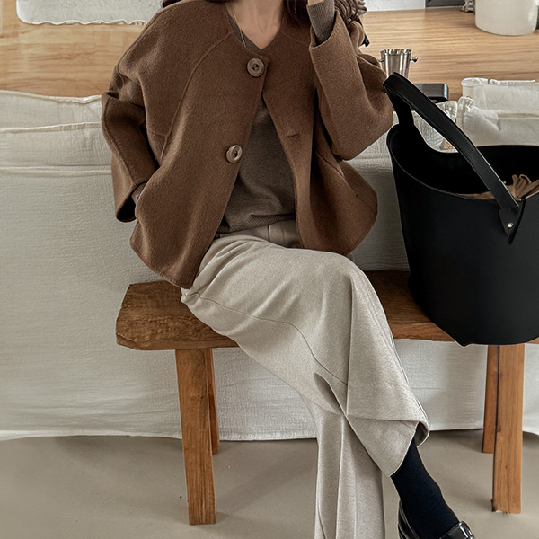 [valyou] Wool Cashmere Handmade No collar Jacket