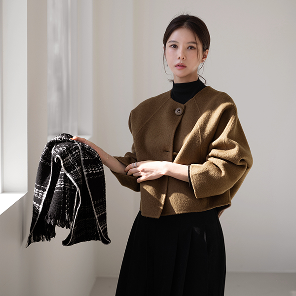 [valyou] Wool Cashmere Handmade No collar Jacket