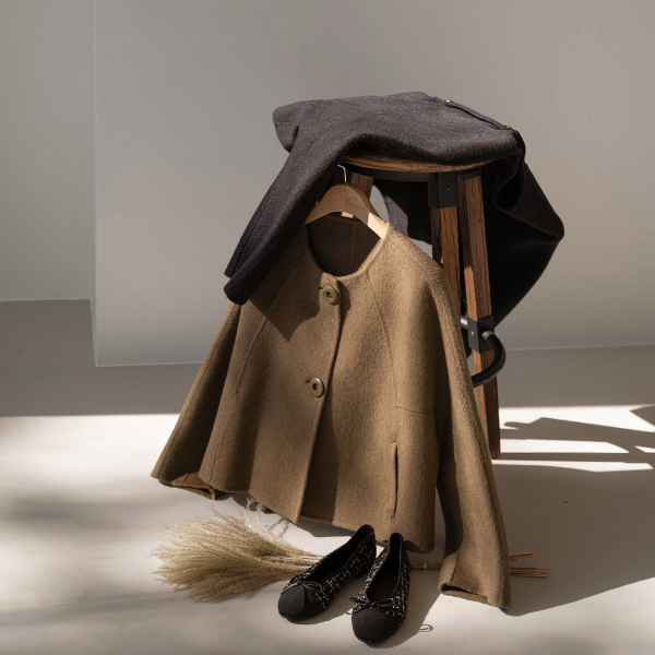 [valyou] Wool Cashmere Handmade No collar Jacket