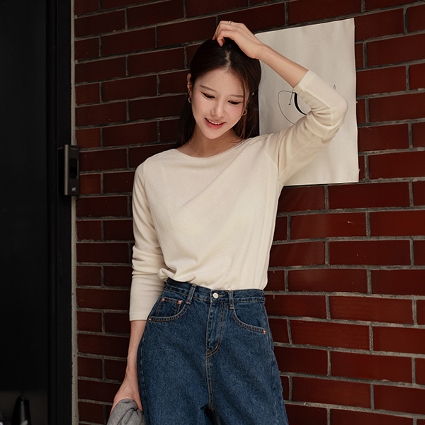 [valyou] Softie Corrugated Boat Neck T-shirt