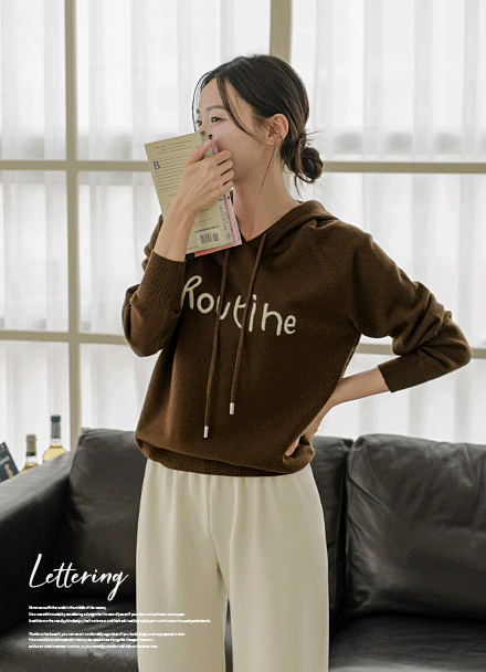 레터링 Hood Wool Knitwear Korea