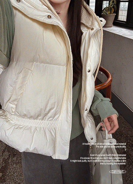 셔링 니트후드 Padding Vest Korea