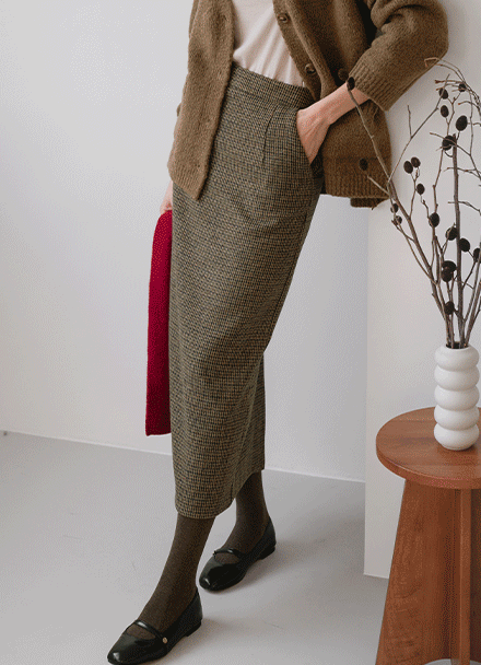 Stila Checkered Back Slit Skirt Korea