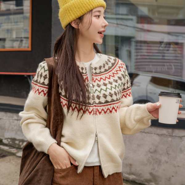 Nordic Winter Two-way Zip up Cardigan