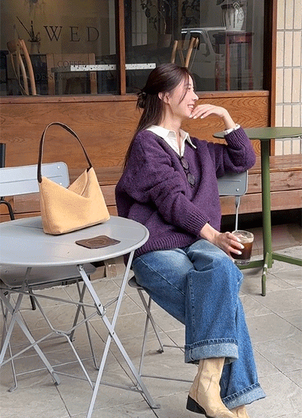 헤리 루즈 V-neck Wool Knitwear Korea