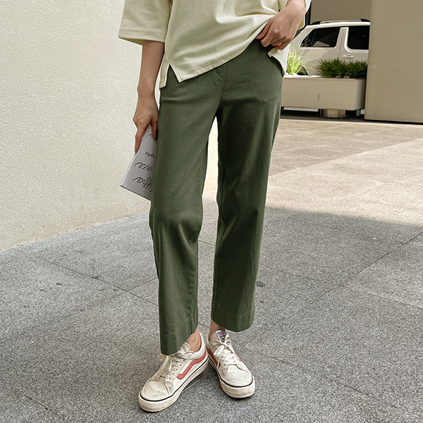 Button wide cotton pants MA08255