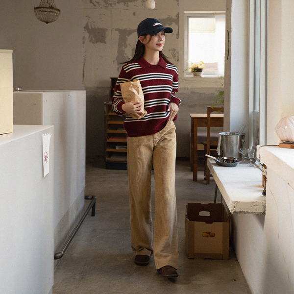 Trendy Corduroy Straight Wide Fit Pants