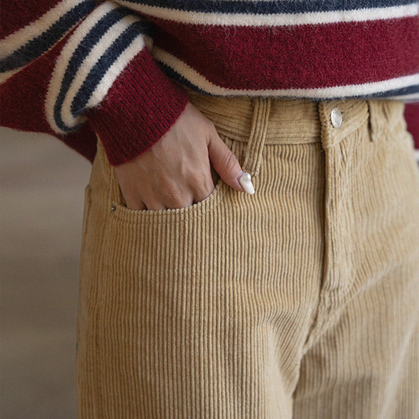 Trendy Corduroy Straight Wide Fit Pants