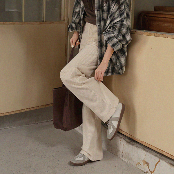 Trendy Corduroy Straight Wide Fit Pants