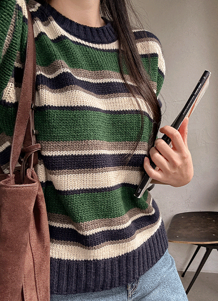 color combination Stripe Round Knitwear Korea