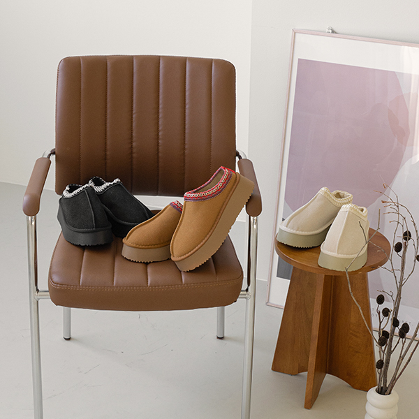 Ethnic Platform shoes Fur Blopper