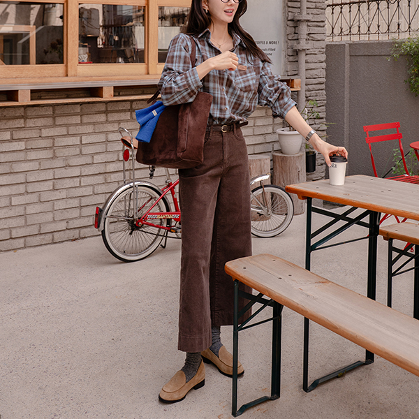 Corduroy Three-quarter Length fleece lined Pants