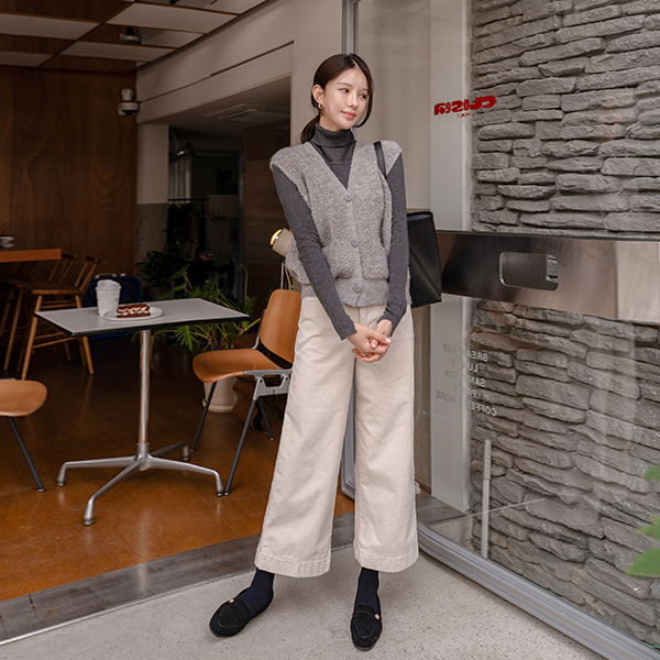 Corduroy Three-quarter Length fleece lined Pants