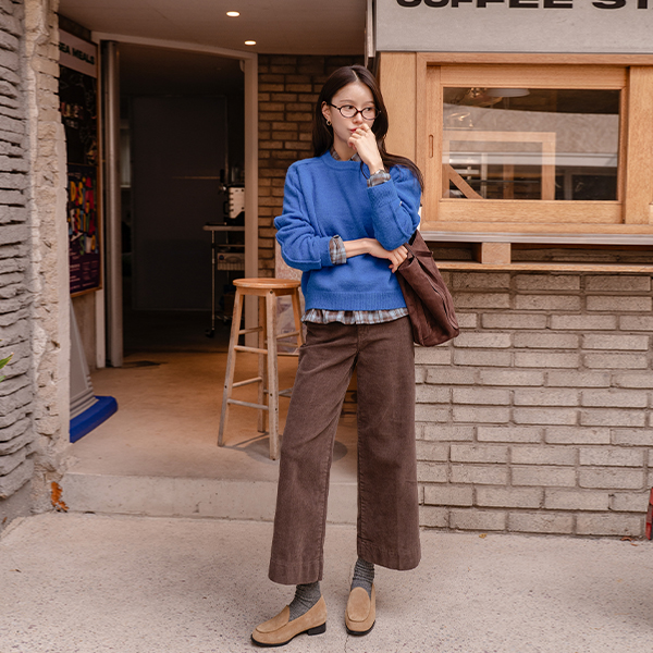 Corduroy Three-quarter Length fleece lined Pants