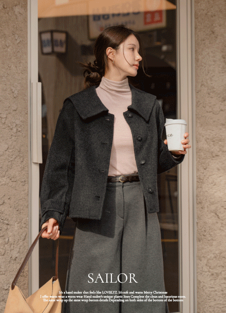 세일러 Collar Wool 핸드메이드 Coat Korea