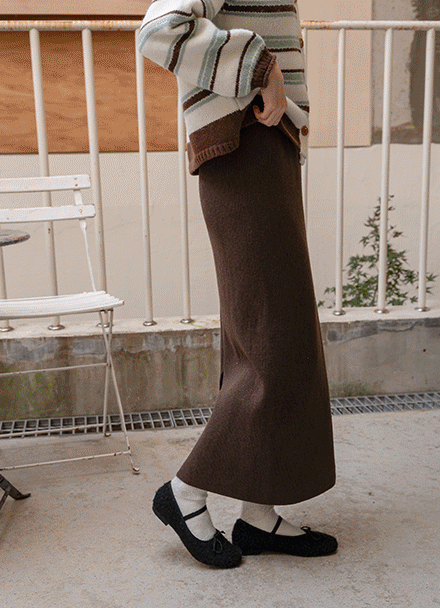 밍크골지 슬릿 Banding Skirt Korea