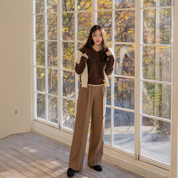 레이어링 Collar Wool Knitwear