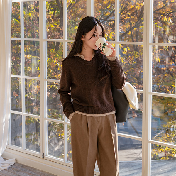 레이어링 Collar Wool Knitwear