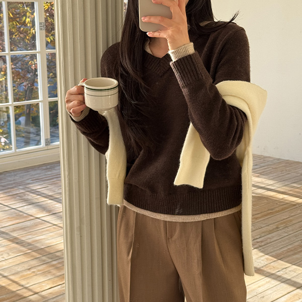 레이어링 Collar Wool Knitwear