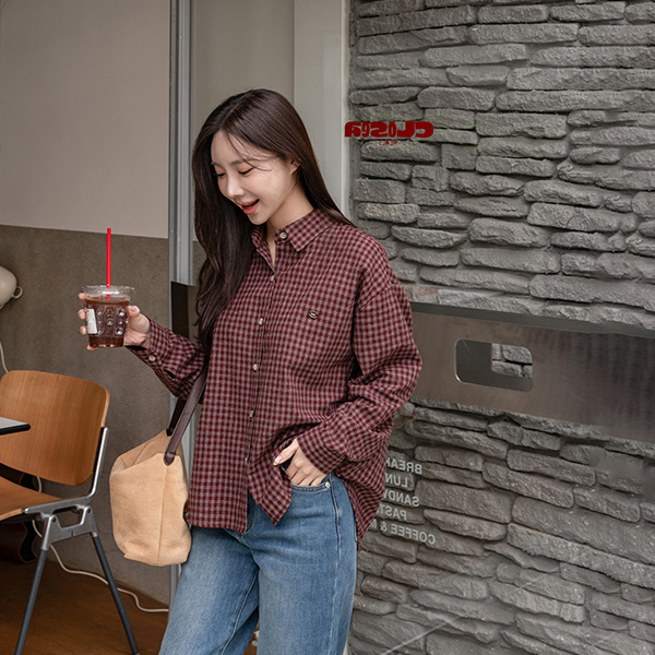 [valyou] 시그니처 웜 Peach Check Shirt
