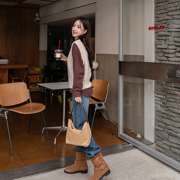 [valyou] 시그니처 웜 Peach Check Shirt