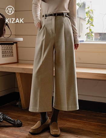 Perfect Pants 91ver (Fleece lined Capri Length Pintuck Wide) Korea