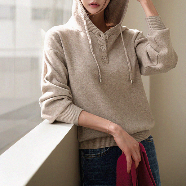 네오 버튼 Hood Knitwear