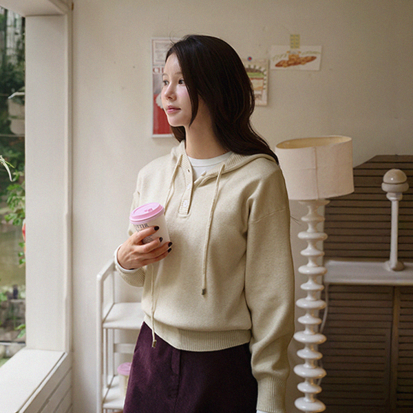 네오 버튼 Hood Knitwear