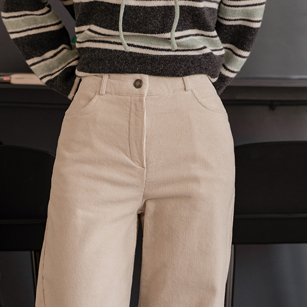 Odd Corduroy Straight Banding Fleece Lined Pants