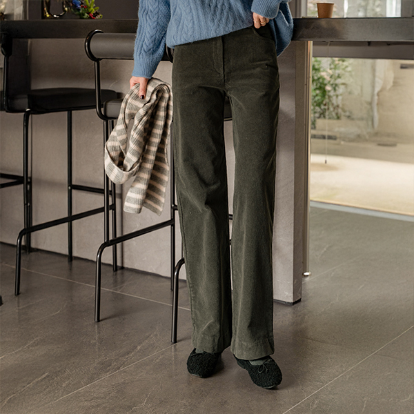 Odd Corduroy Straight Banding Fleece Lined Pants