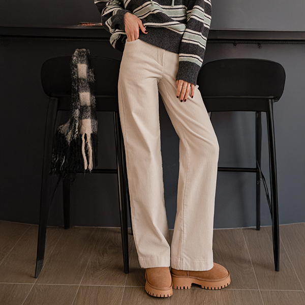 Odd Corduroy Straight Banding Fleece Lined Pants