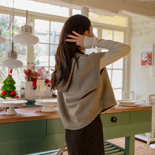 메이 Hood Knitwear Vest