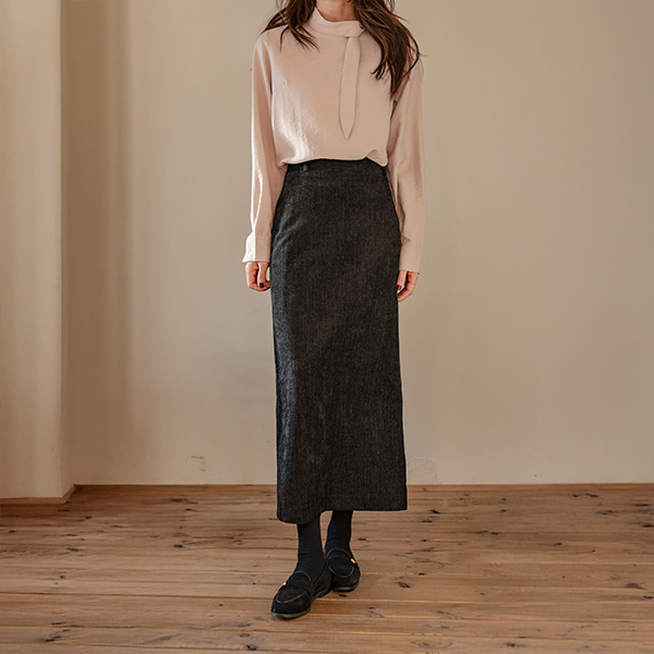 이브닝 Slim fleece lined Velvet Skirt