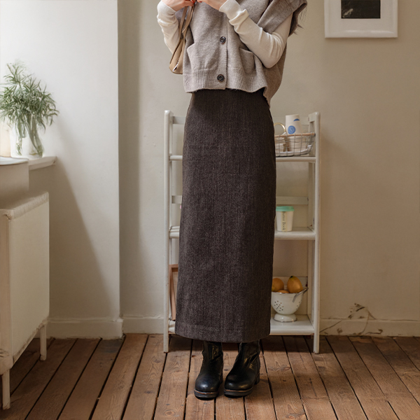 이브닝 Slim fleece lined Velvet Skirt