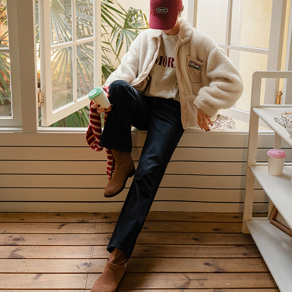 Beads fleece lined 와이드 Pants