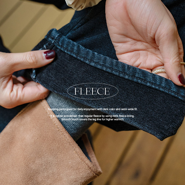 Beads fleece lined 와이드 Pants