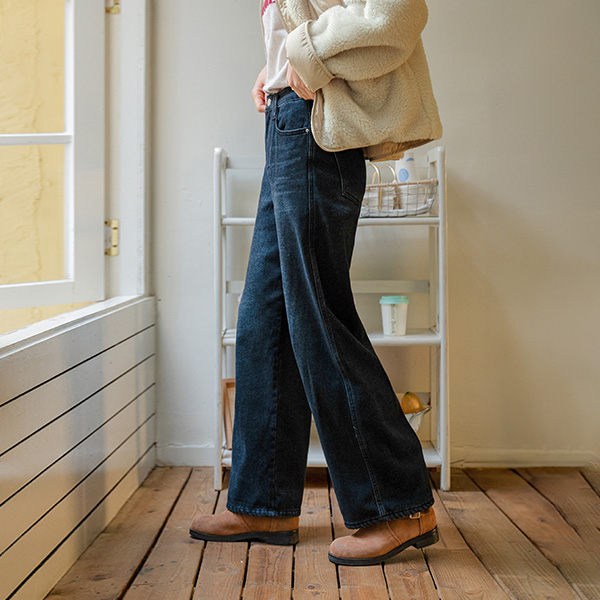 Beads fleece lined 와이드 Pants