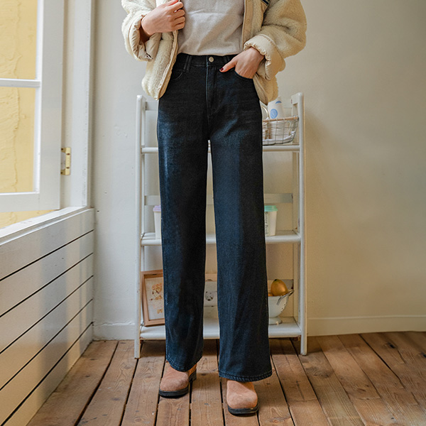 Beads fleece lined 와이드 Pants