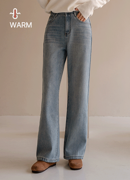 Stay Warm Fleece Denim Pants Korea