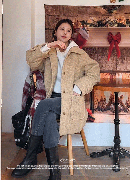 Crunch Boucle Highneck Quilted Coat Korea