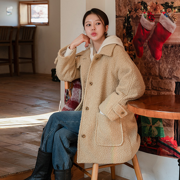 Crunch Boucle Highneck Quilted Coat