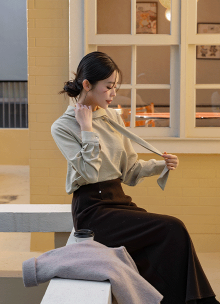 슈린느 Suede 타이 Blouse Korea