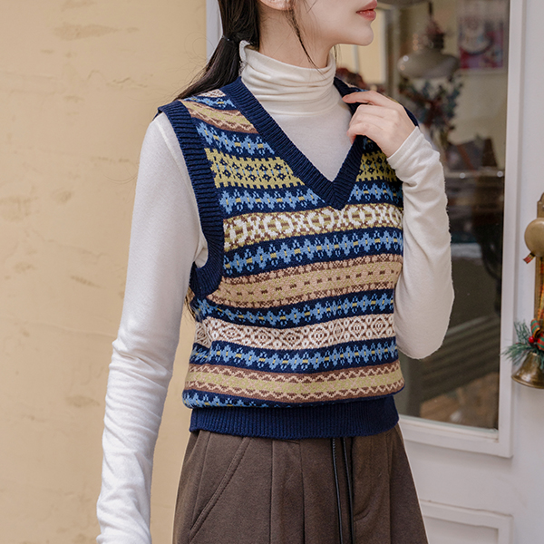아일 Wool Nordic Knit Vest