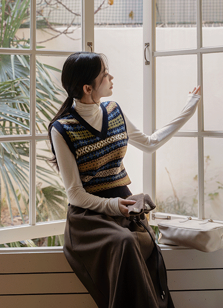 아일 Wool Nordic Knit Vest Korea